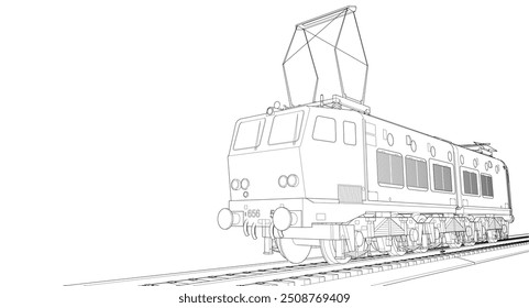 ilustração 3d do símbolo de esboço da locomotiva	