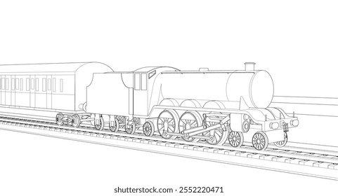 locomotive sketch symbol 3d illustration	