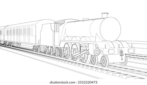 locomotive sketch symbol 3d illustration	