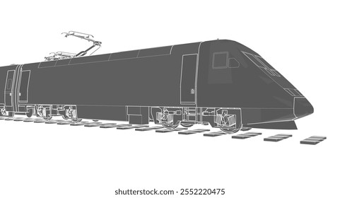 locomotive sketch symbol 3d illustration	