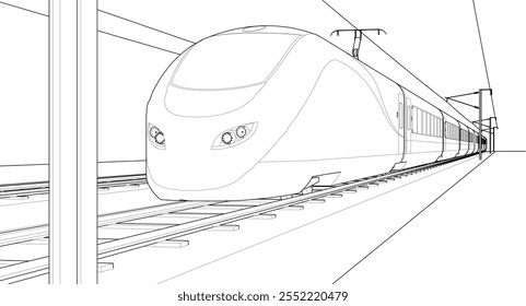 locomotive sketch symbol 3d illustration	