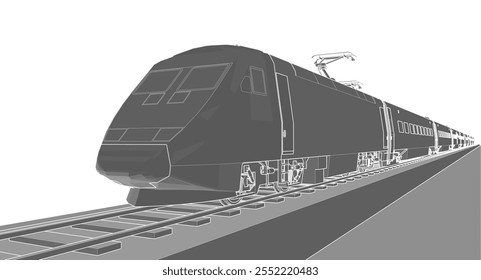 locomotive sketch symbol 3d illustration	