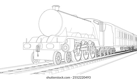 locomotive sketch symbol 3d illustration	