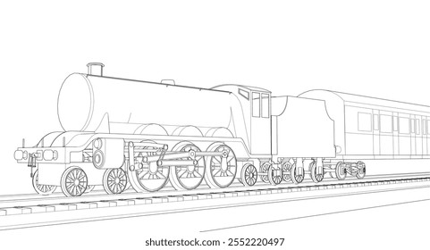 locomotive sketch symbol 3d illustration	