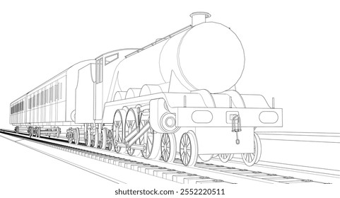 locomotive sketch symbol 3d illustration	