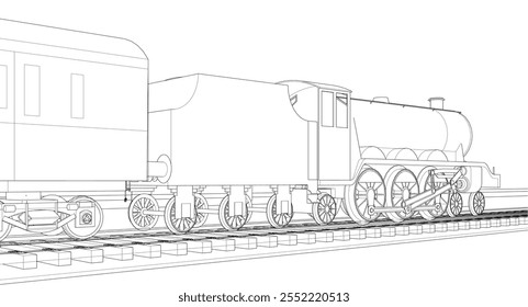 locomotive sketch symbol 3d illustration	