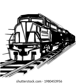 locomotive steam train speed vector cartoon silhouettes