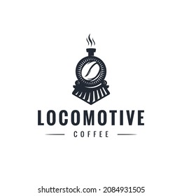 Locomotive train coffee bean hipster vintage logo