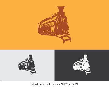 Locomotive train flat vintage logo vector 