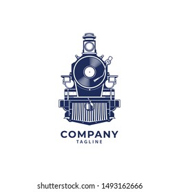 Locomotive Train Steam With Turn Table Logo Vector Illustration Template