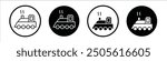 Locomotive vector icon set black filled and outlined style.