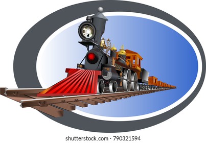 Locomotive vintage logo illustration vector on white background isolated