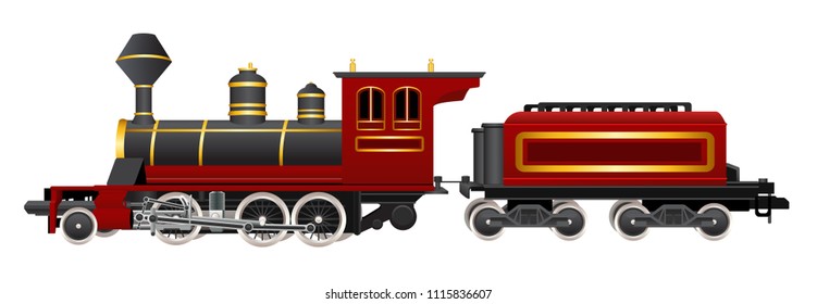 Locomotive. Vintage retro train graphic vector