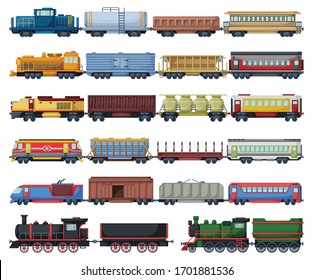 Locomotive with wagon isolated cartoon set icon. Vector cartoon set icon railway train. Vector illustration locomotive on white background.