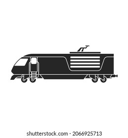 Locomotive with wagon vector black icon. Vector illustration railway train. on white background. Isolated black illustration icon of locomotive and wagon .