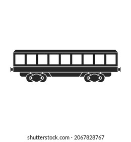 Locomotive with wagon vector black icon. Vector illustration railway train. on white background. Isolated black illustration icon of locomotive and wagon .