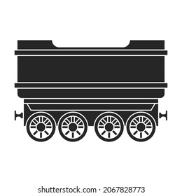 Locomotive with wagon vector black icon. Vector illustration railway train. on white background. Isolated black illustration icon of locomotive and wagon .
