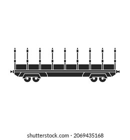 Locomotive with wagon vector black icon. Vector illustration railway train. on white background. Isolated black illustration icon of locomotive and wagon .