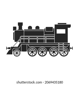 Locomotive with wagon vector black icon. Vector illustration railway train. on white background. Isolated black illustration icon of locomotive and wagon .