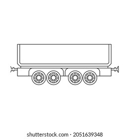 Locomotive with wagon vector outline icon. Vector illustration railway train. on white background. Isolated outline illustration icon of locomotive and wagon .