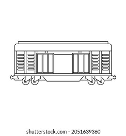 Locomotive with wagon vector outline icon. Vector illustration railway train. on white background. Isolated outline illustration icon of locomotive and wagon .