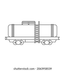Locomotive with wagon vector outline icon. Vector illustration railway train. on white background. Isolated outline illustration icon of locomotive and wagon .