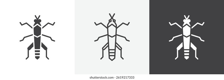 Locust flat and liner vector icons set