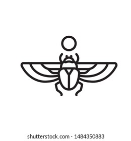 Locust hieroglyph vector line icon 