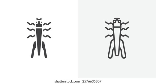 Locust icon set in black flat solid and outlined style.
