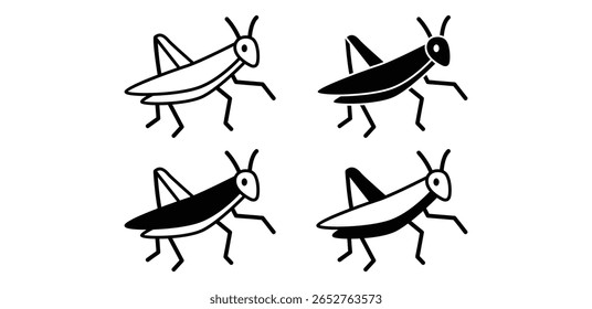 Ícones Locust Definir Ilustração De Arte De Linha Simples Design De Vetor De Cor Preto E Branco