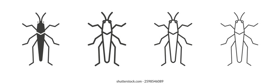 Locust line icon vector illustration set.