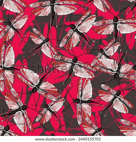 Locust top view, crickets seamless illustration. Insect realistic pattern illustration. Print for wrapping paper. textiles, preparation for designers
