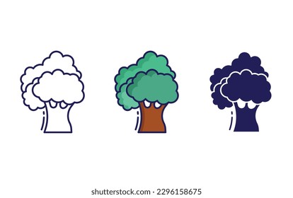 locust tree line and solid illustration icon