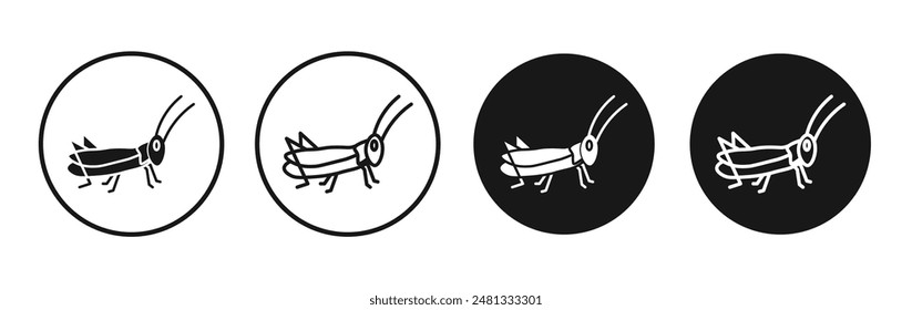 Locust vector icon set black filled and outlined style.