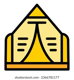 Deckenzelt-Symbol-Umrandungsvektor. Waldhaus. Stuhlferien-Farbe flach