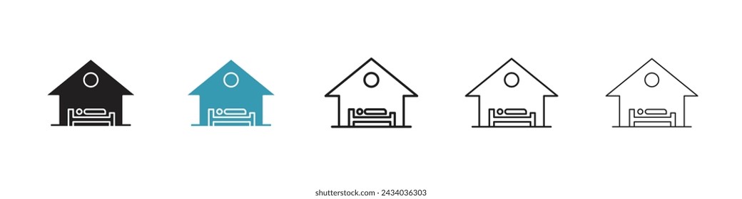 Unterkunft Einrichtung Vektor-Icon-Set. Restful Retreat Icon Vektor-Symbol für UI-Design.