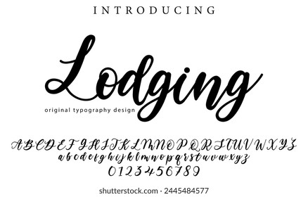 Lodging Font Stylish brush painted an uppercase vector letters, alphabet, typeface