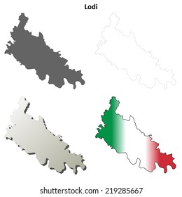 Lodi blank detailed outline map set