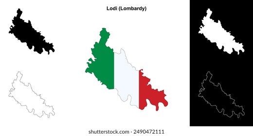 Lodi province outline map set