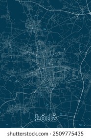 Lodz, Poland artistic blueprint map poster
