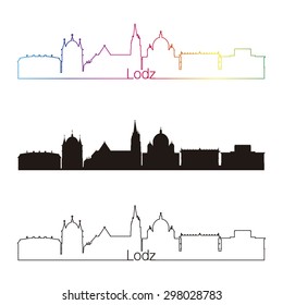 Lodz, Poland skyline linear style with rainbow in editable vector file