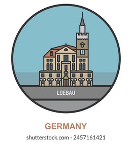 Loebau. Cities and towns in Germany. Flat landmark