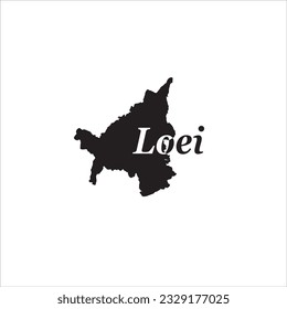 Loei map and black lettering design on white background