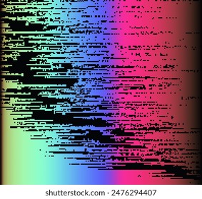 Lo-fi glitched vector background with neon ambient gradient and pixel flickers.