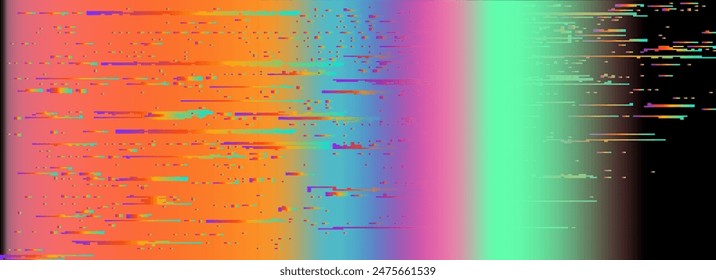 Lo-fi glitched vector background with pixel rainbow ambient flickers.