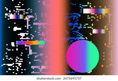 Lo-fi glitched vector background with pixel rainbow ambient flickers.