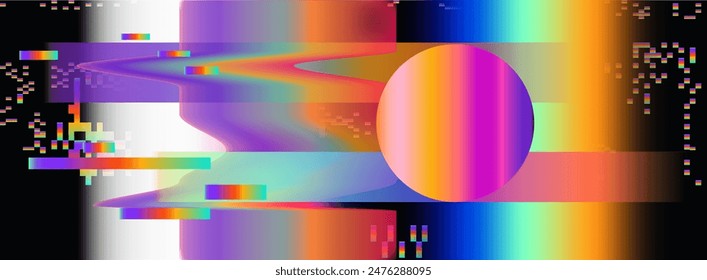 Lo-fi glitched vector background with pixel rainbow ambient flickers.