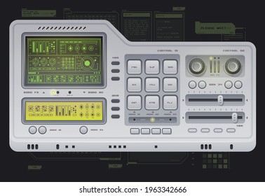 lo-fi user interface. Creative template in the style of science fiction. Abstract 80s interface. Retro computer with old programs.