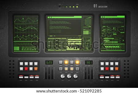 lo-fi user interface. Creative template in the style of science fiction. Old computer.