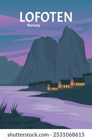 design minimalista de ilustração de cartaz de lofoten norway